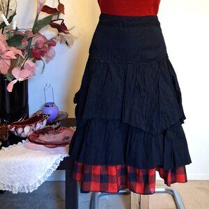 NWT Lined Black Red Tiered Ruffle High Waist Short Skirt